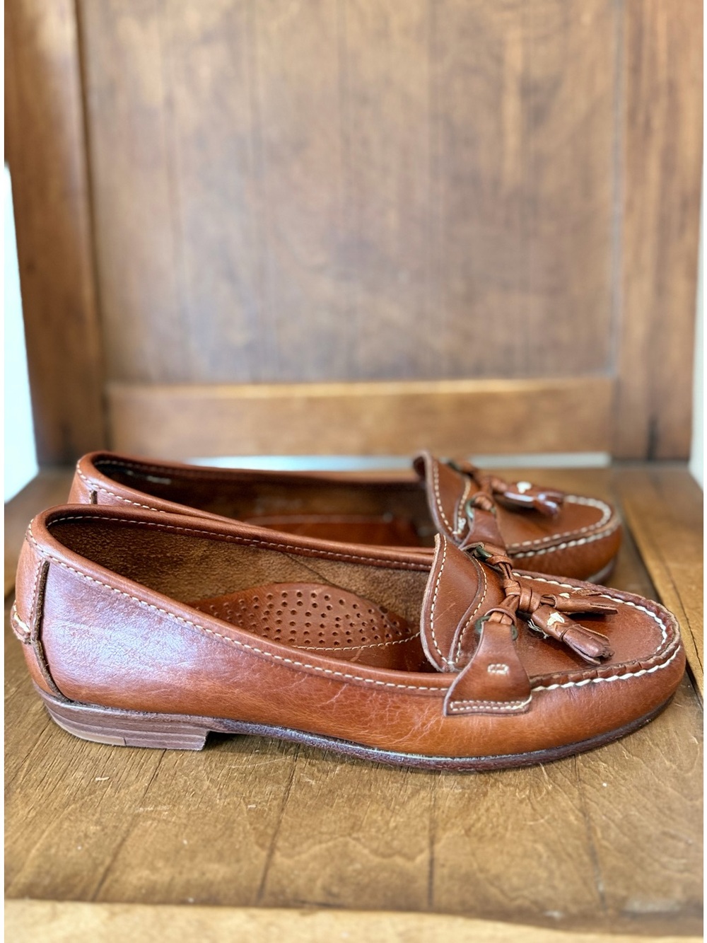 Vintage Dexter Brown Leather Tassel Loafers size 6M